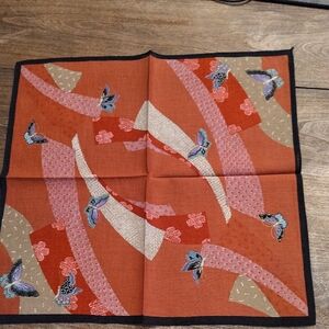 Vintage Japanese Rust and Black Butterfly Scarf